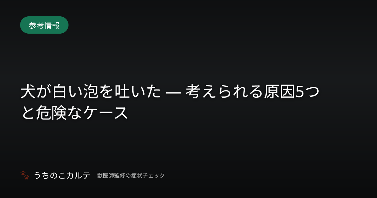犬が白い泡を吐いた — 考えられる原因5つと危険なケース