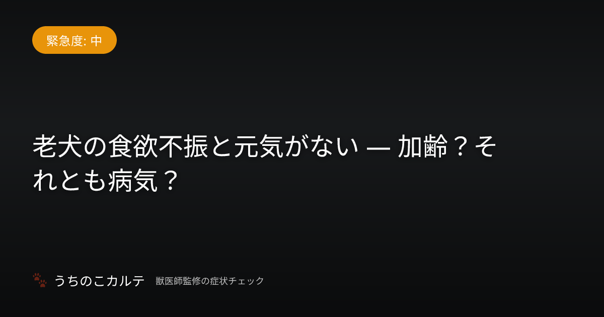 老犬の食欲不振と元気がない — 加齢？それとも病気？