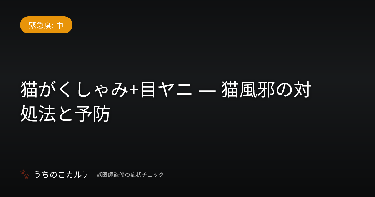 猫がくしゃみ+目ヤニ — 猫風邪の対処法と予防
