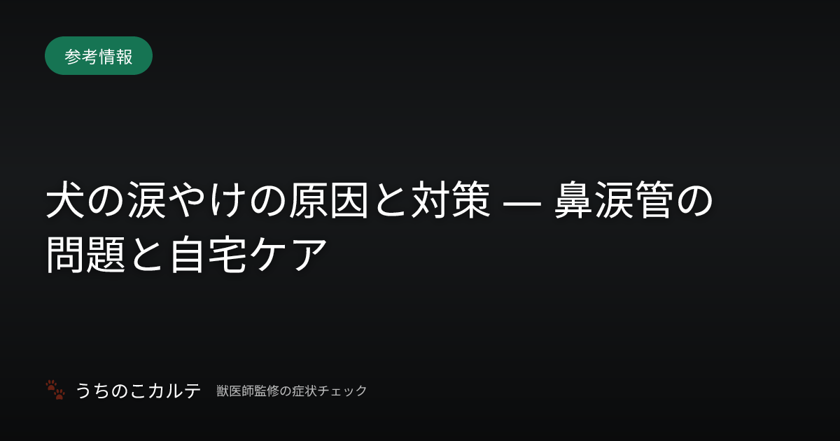 犬の涙やけの原因と対策 — 鼻涙管の問題と自宅ケア