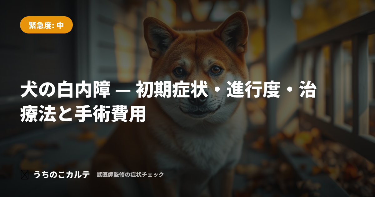 犬の白内障 — 初期症状・進行度・治療法と手術費用