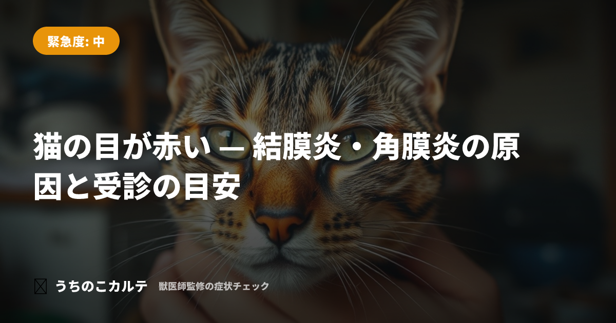 猫の目が赤い — 結膜炎・角膜炎の原因と受診の目安