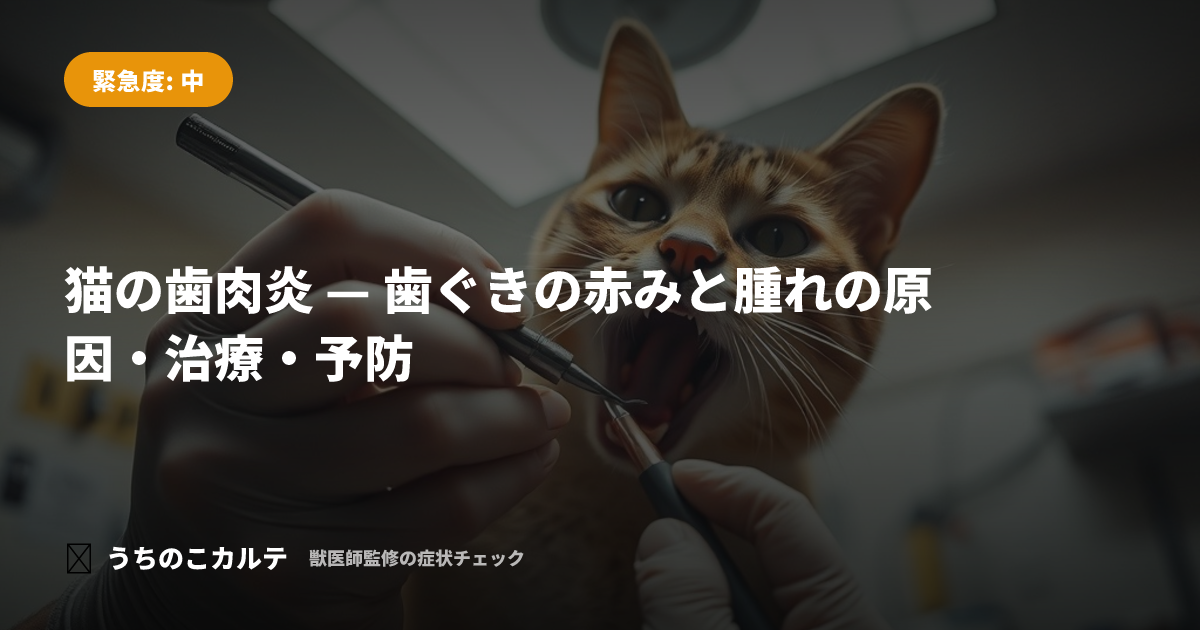 猫の歯肉炎 — 歯ぐきの赤みと腫れの原因・治療・予防