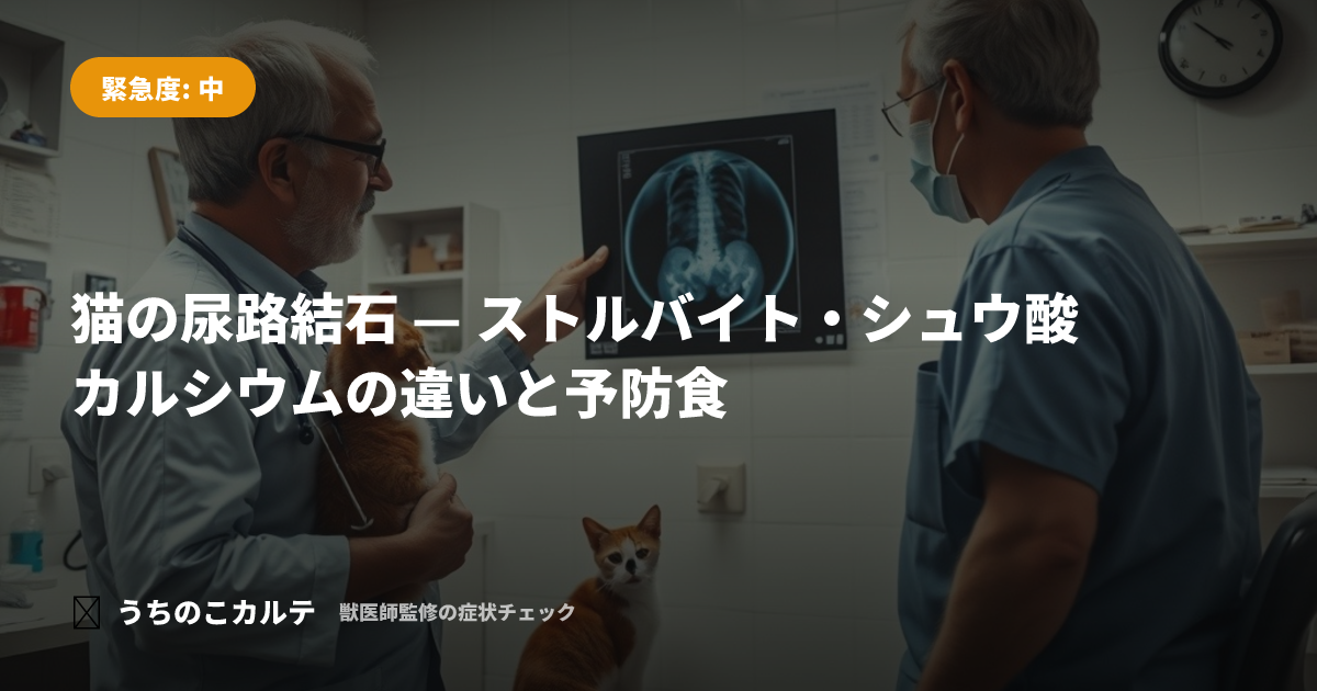 猫の尿路結石 — ストルバイト・シュウ酸カルシウムの違いと予防食