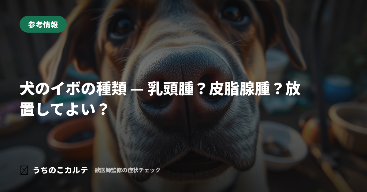 犬のイボの種類 — 乳頭腫?皮脂腺腫?放置してよい?