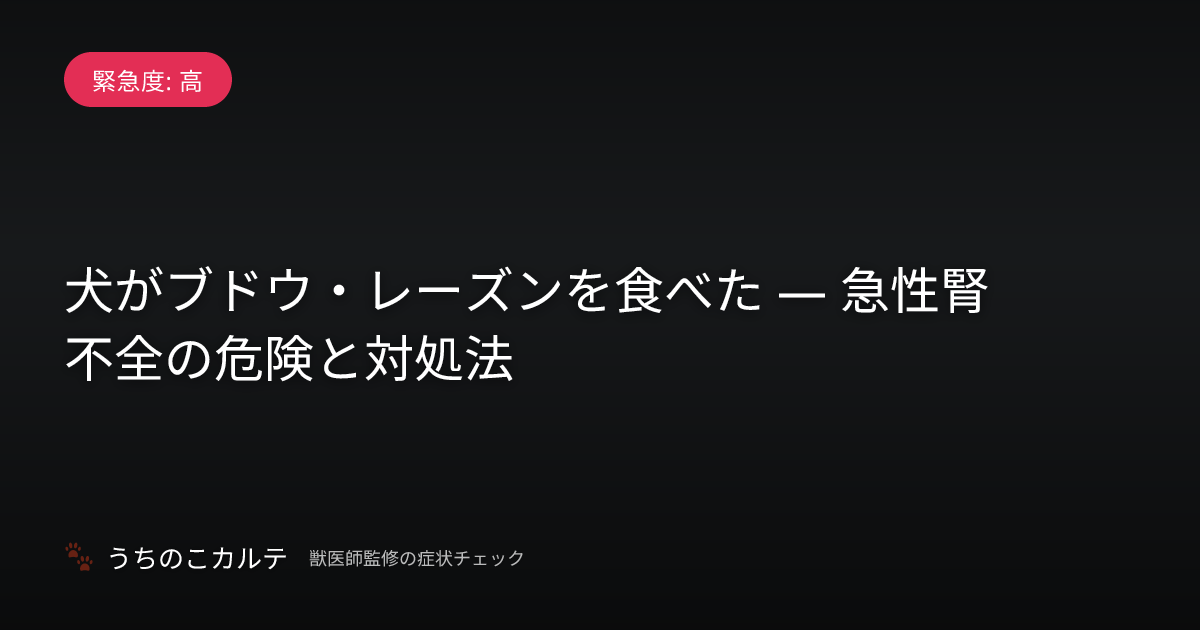 犬がブドウ・レーズンを食べた — 急性腎不全の危険と対処法