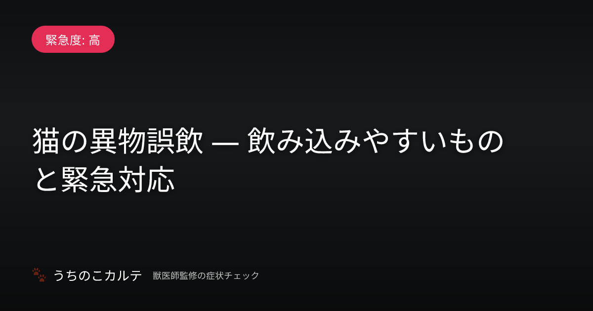 猫の異物誤飲 — 飲み込みやすいものと緊急対応