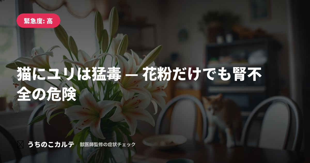 猫にユリは猛毒 — 花粉だけでも腎不全の危険