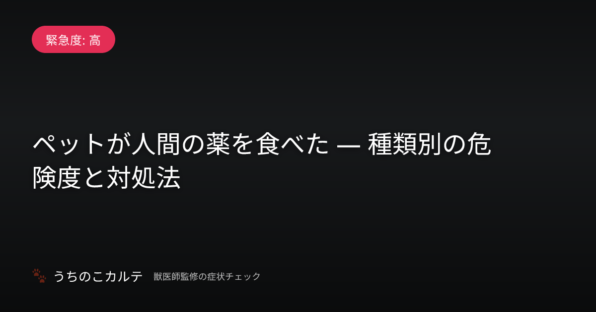ペットが人間の薬を食べた — 種類別の危険度と対処法