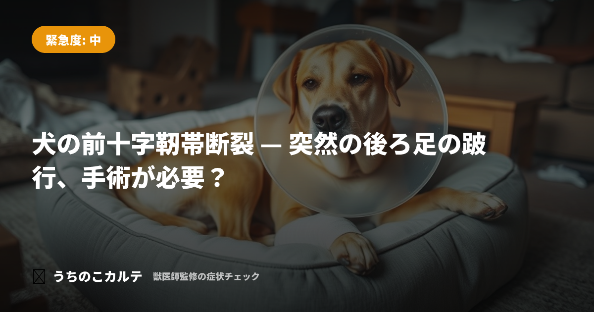 犬の前十字靭帯断裂 — 突然の後ろ足の跛行、手術が必要？