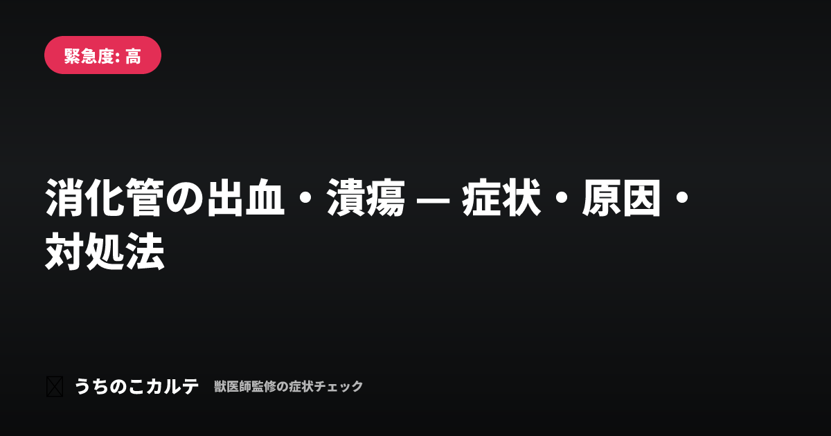 消化管の出血・潰瘍 — 症状・原因・対処法