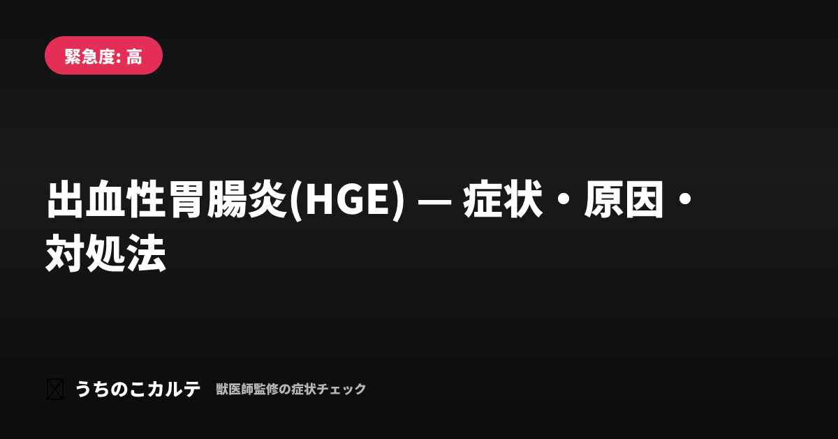 出血性胃腸炎(HGE) — 症状・原因・対処法